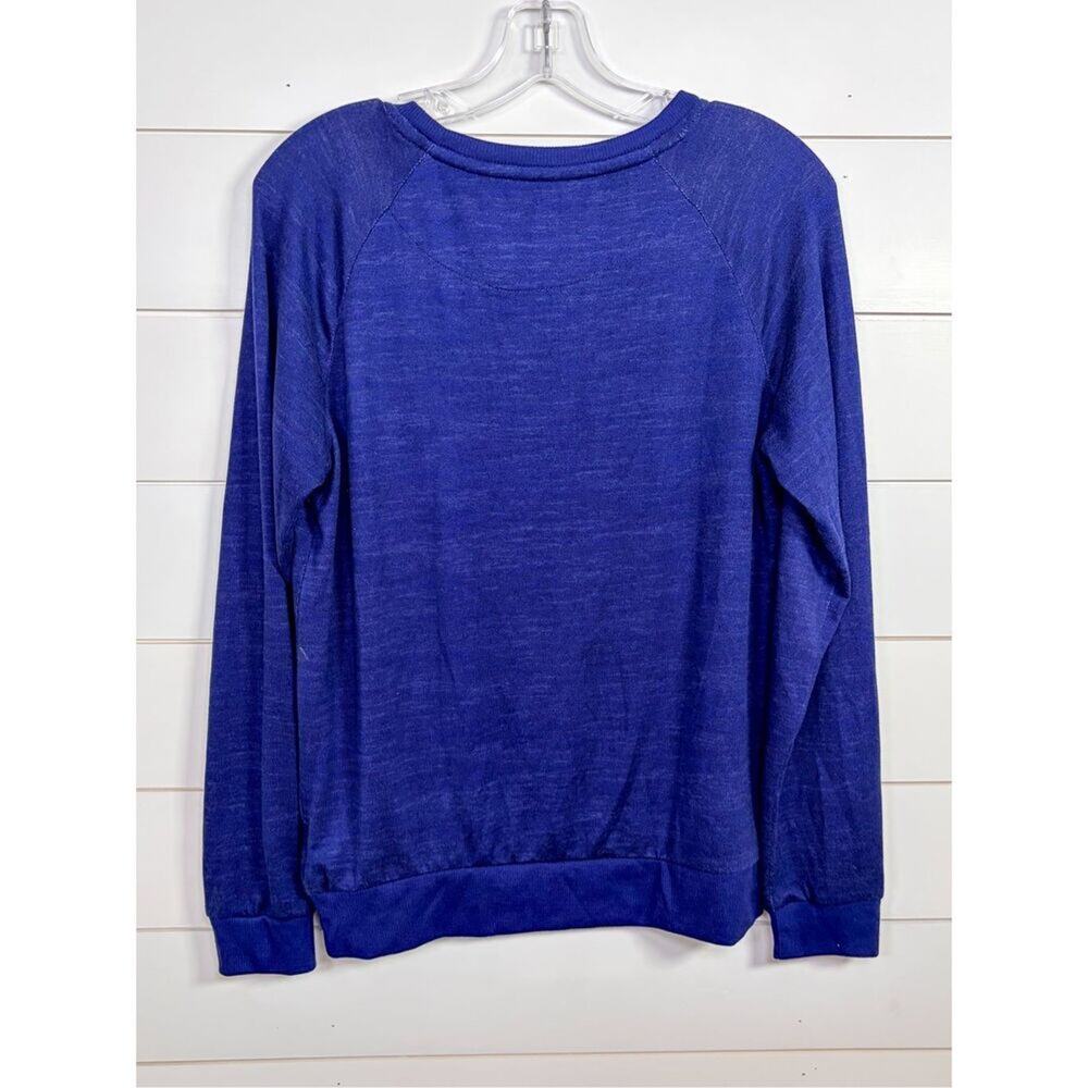 Muk Luks Women's Long Sleeve Crew Neck T-Shirt Heathered Deep Indigo Blue Medium - Picture 8 of 10